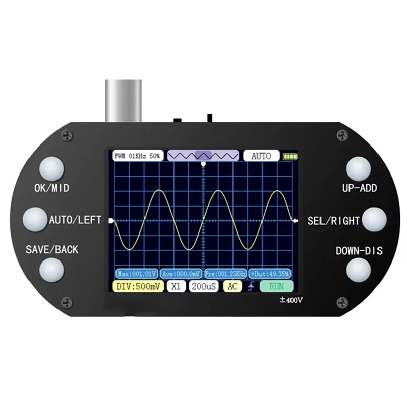 ABJN-oscilloscope numérique Oscilloscope Mini taux d'échantillonnage portatif 500Khz bande passante Support réparation électronique automatique bricolage