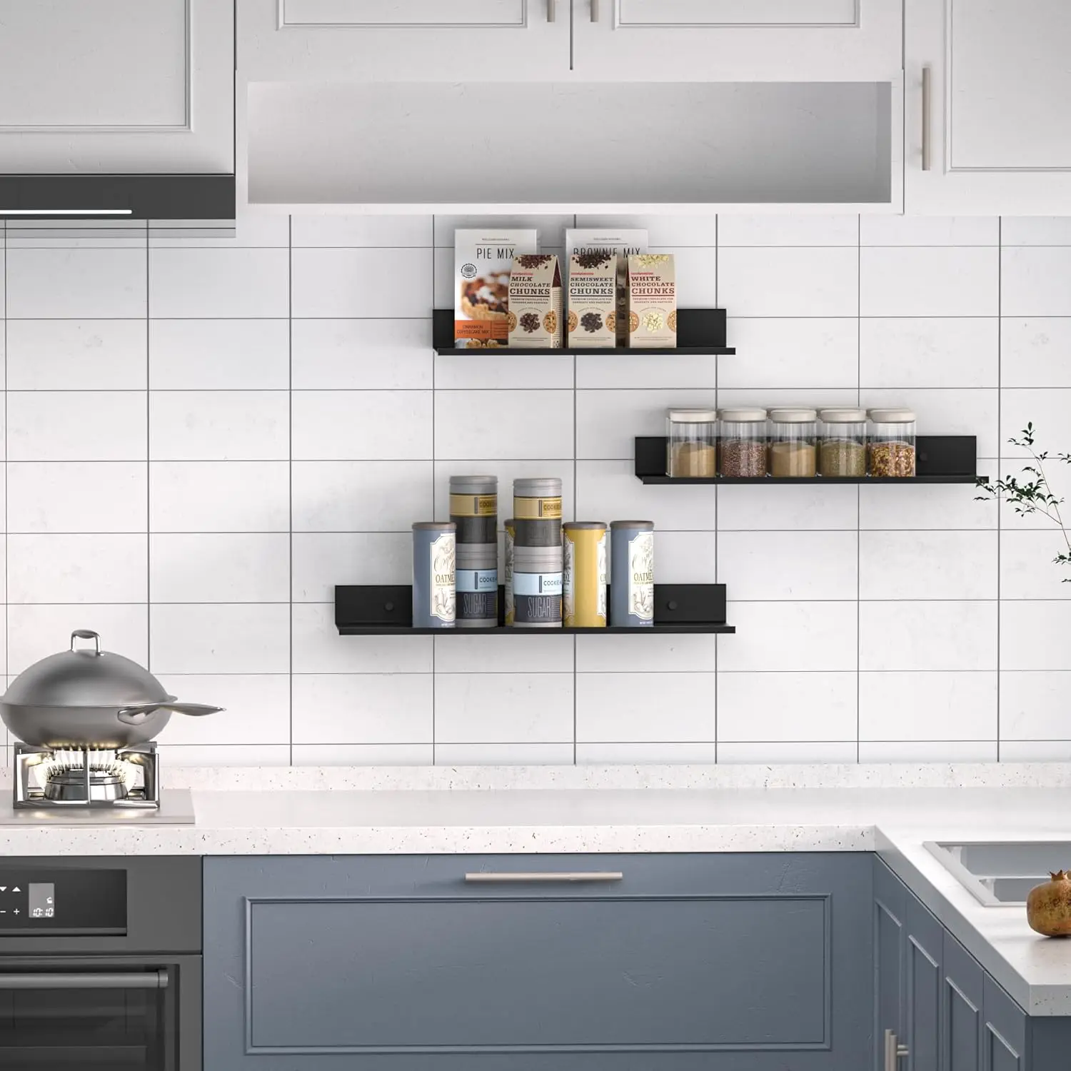 

Floating Shelves for Wall Black white Wall Shelve Wall Mount Display Rack Decorative Rack for Living Room Bedroom Office Kitchen
