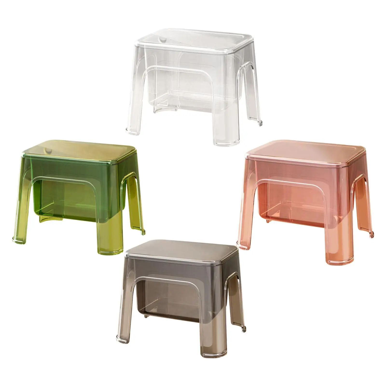 

Step Stool Strong Bearing Transparent Minimalist Footstool Storage Ottoman Entryway Shoe Stool for Laundry Home Bedroom Kitchen