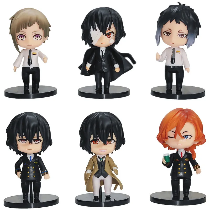 

6pcs Bungo Stray Dogs Nakajima Atsushi & Dazai Osamu Doll Display Model Cake Baking Display Cartoon Anime Figura