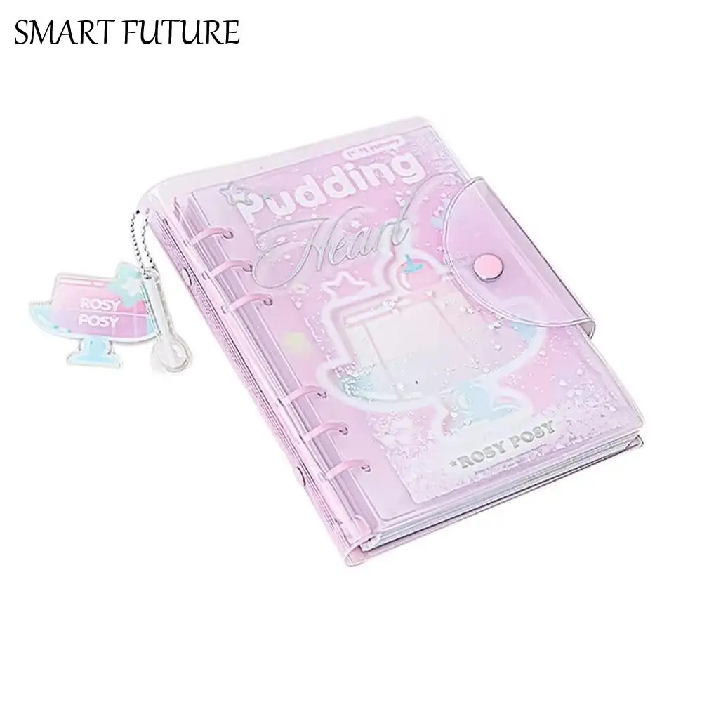 

Diary Book Portable 6 Binder Ring Notebook Frosty Series Button Design PVC Notebook Exquisite Diary Book Journal Writing