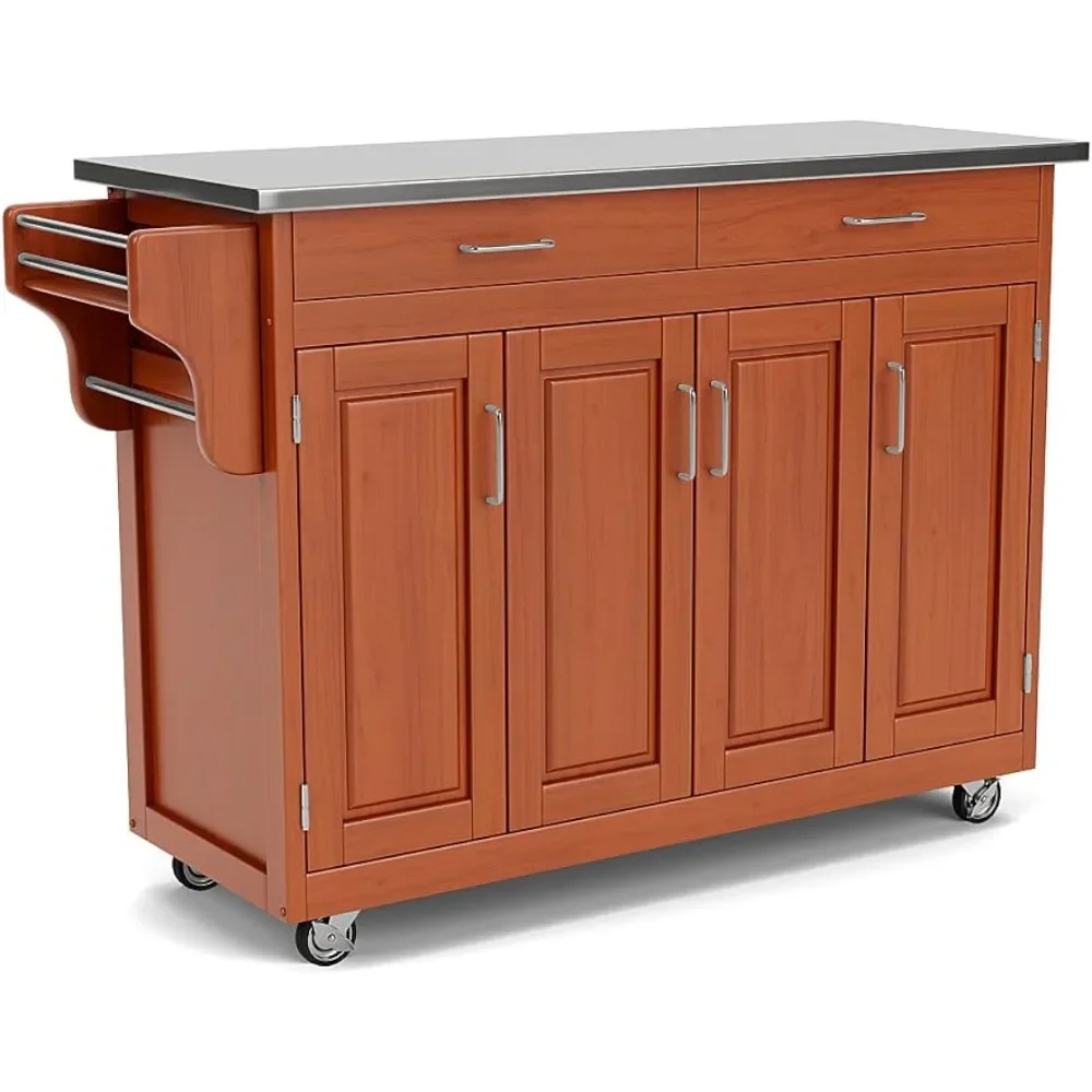 

Finish Four Door Cabinet Kitchen Cart With Stainless Steel Top Adjustable Shelving Freight Free Trolley Folding Islands Storage