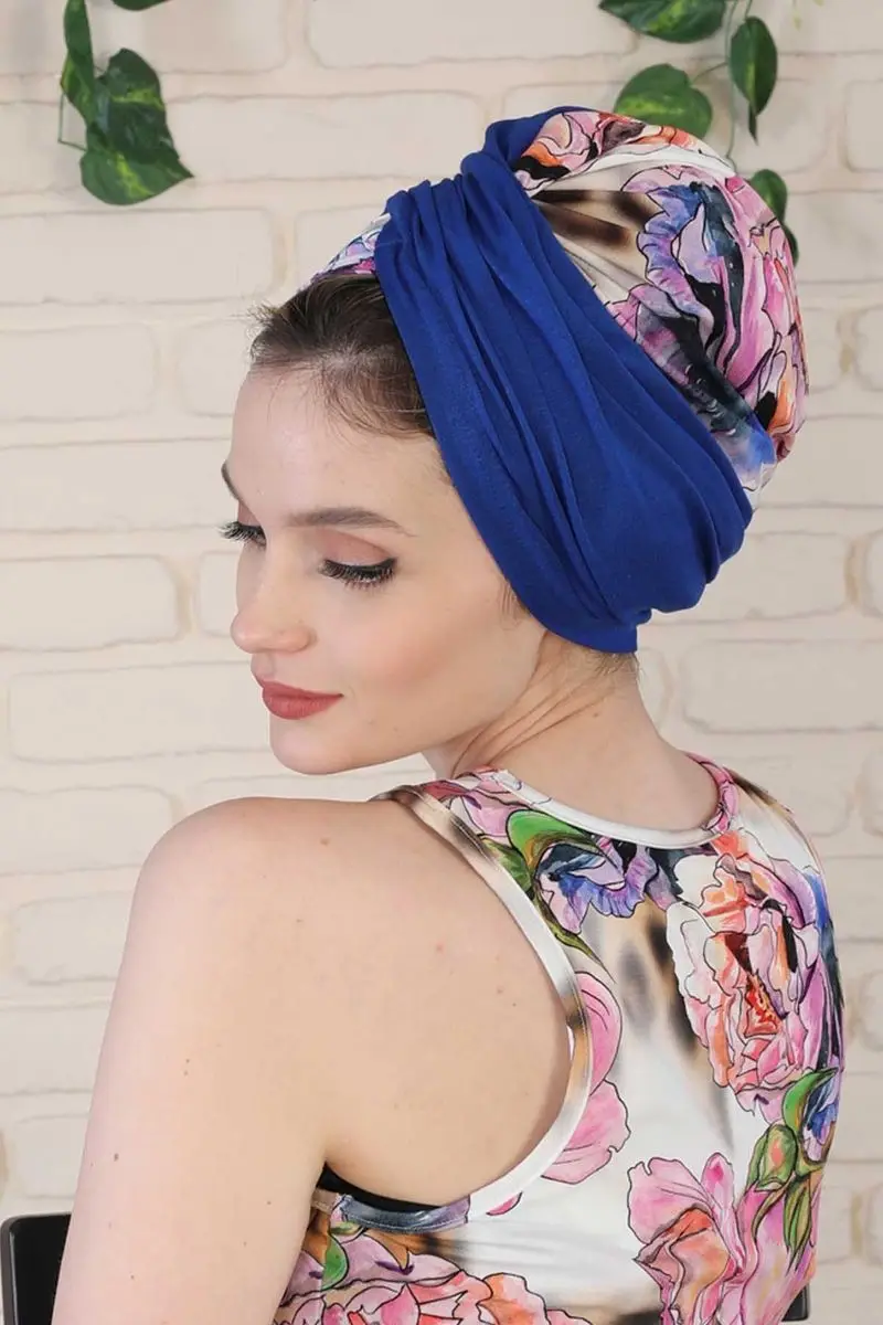 Hijab osso cor sólida e padrão de natureza