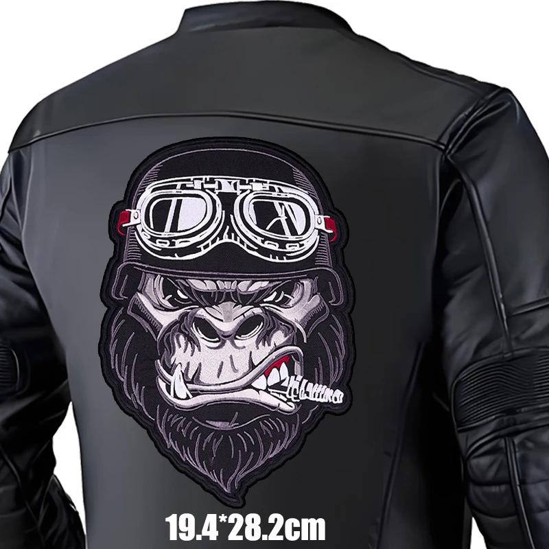 Picture 6: Large Punk Motorcycle Biker Embroidery DIY Iron On Patches For Clothing thermoadhesive Patches Leather Jacket Back Sewing Patch