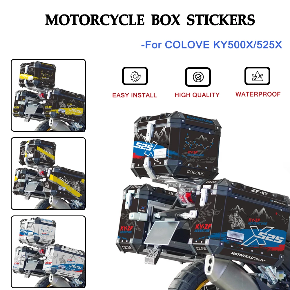 For Colove KY500X KY525X KY 500 525 X Motorcycle Aluminum Box Stickers Decorative Tool Box Stickers Side Case Decals Protector