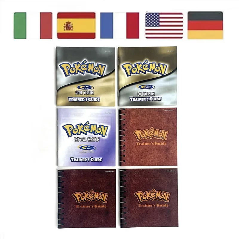 USA ESP NOE ITA FRA pokemon Gold Blue Green Crystal Red Silver Yellow Manuel pour GBC multilingue