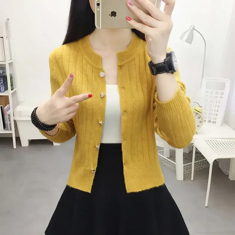 

Woman Sweaters Cardigan Short Autumn Winter Sweater Long Sleeve Loose Knitted Cardigan Inner Wear Coat Top Sueters De Mujer