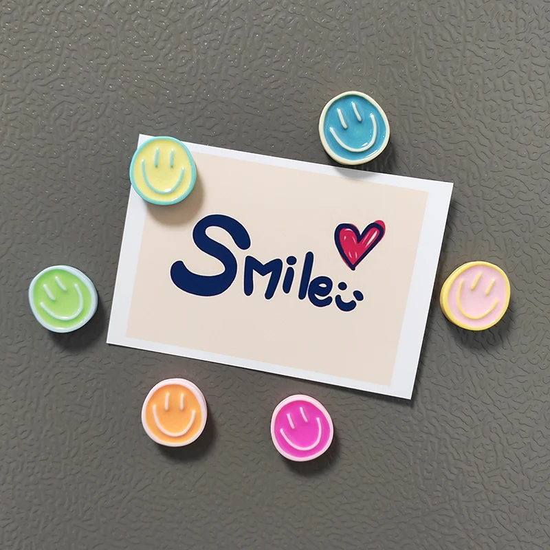 6/12 Pcs Mixed Colors Smiling Face Expression Refrigerator Magnets Home Whiteboard Smile Fridge Decoration Photo Message Board