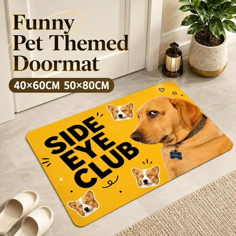 Durable Pet Themed Cartoon Dog Doormat Diatomite Non-slip Funny Print Floor Mat Washable Lifelike Bath Rug Entrance Corridor
