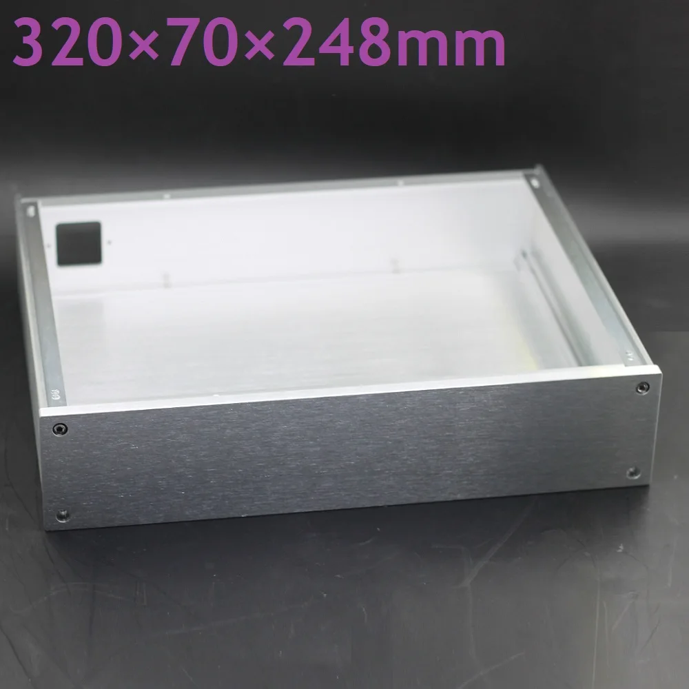 

320X70X248mm Anodized Aluminum Chassis Amplifier Case Preamp Enclosure DAC Box Blank Panel DIY Drill Power Amp Housing Headphone