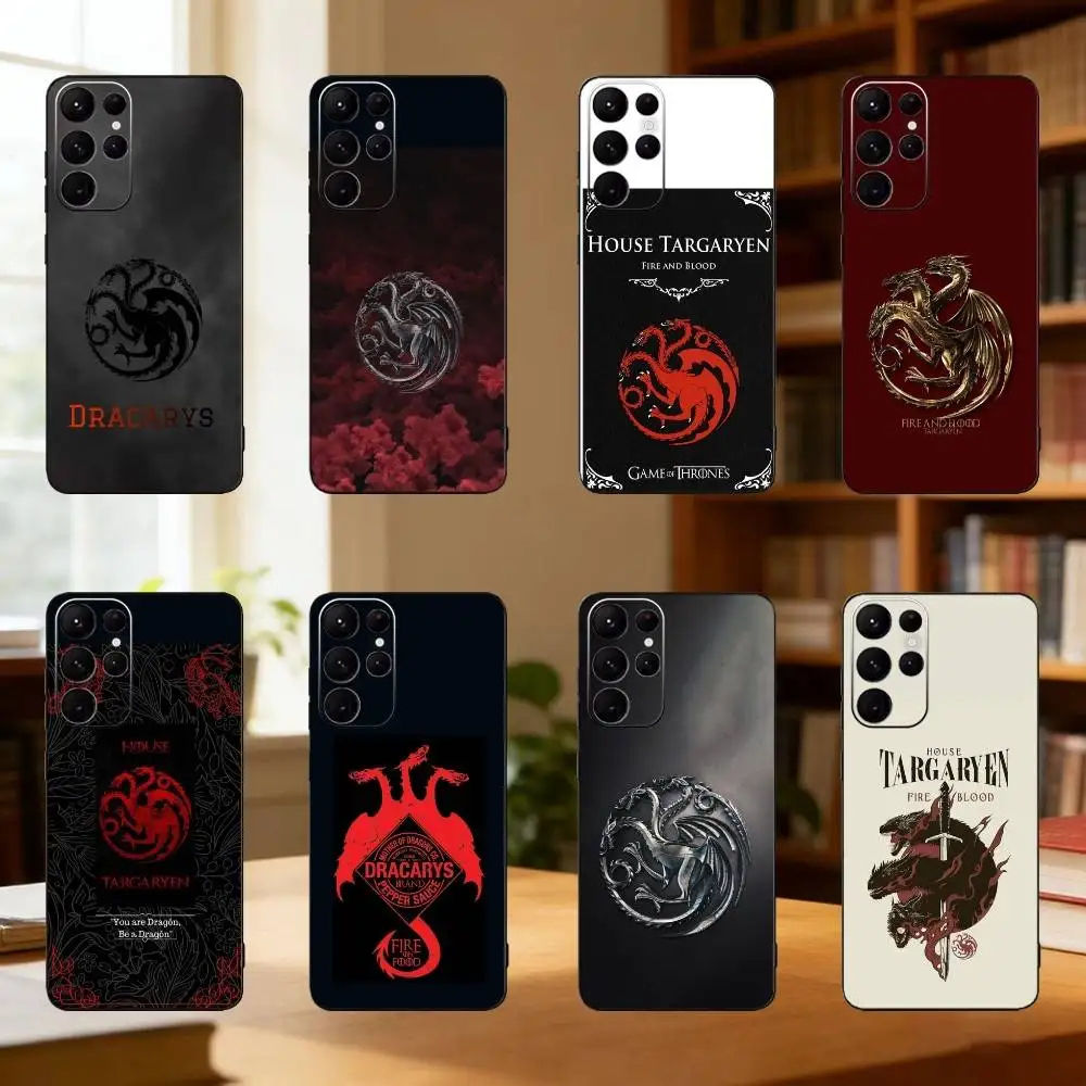 Чехол для телефона с логотипом T-Targaryan Dracary для Samsung S25,24,23,22,30,21,10,9,Ultra,Plus,Lite, мягкий черный чехол