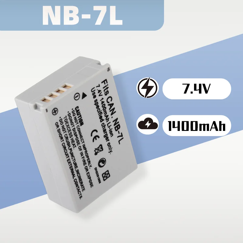 

7.4V 1400mAh Li-ion Battery for Canon NB-7L/NB7L 7L, Replacement for PowerShot D10 Digital Cameras