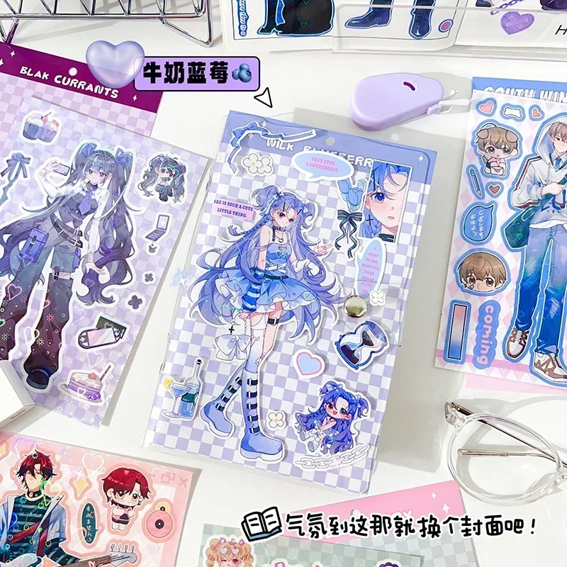 Koreański styl słodki i chłodny naklejki Anime DIY charakter gorąca dziewczyna styl azjatycki materiał dekoracyjny naklejki podręcznik