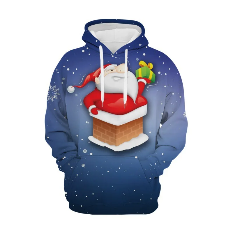 2024 Santa Claus Hoodie Men's Autumn/Winter Cat 3D Printed Pullover Sweatshirt Plus Size Trendy Popular Street Wear