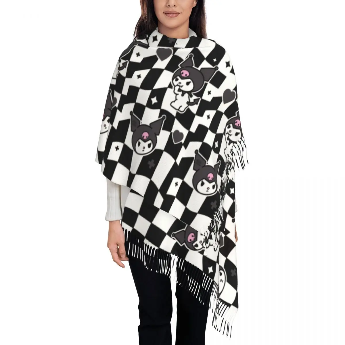 

Custom Printed Kuromi Anime Scarf Women Men Winter Warm Scarves Shawl Wrap