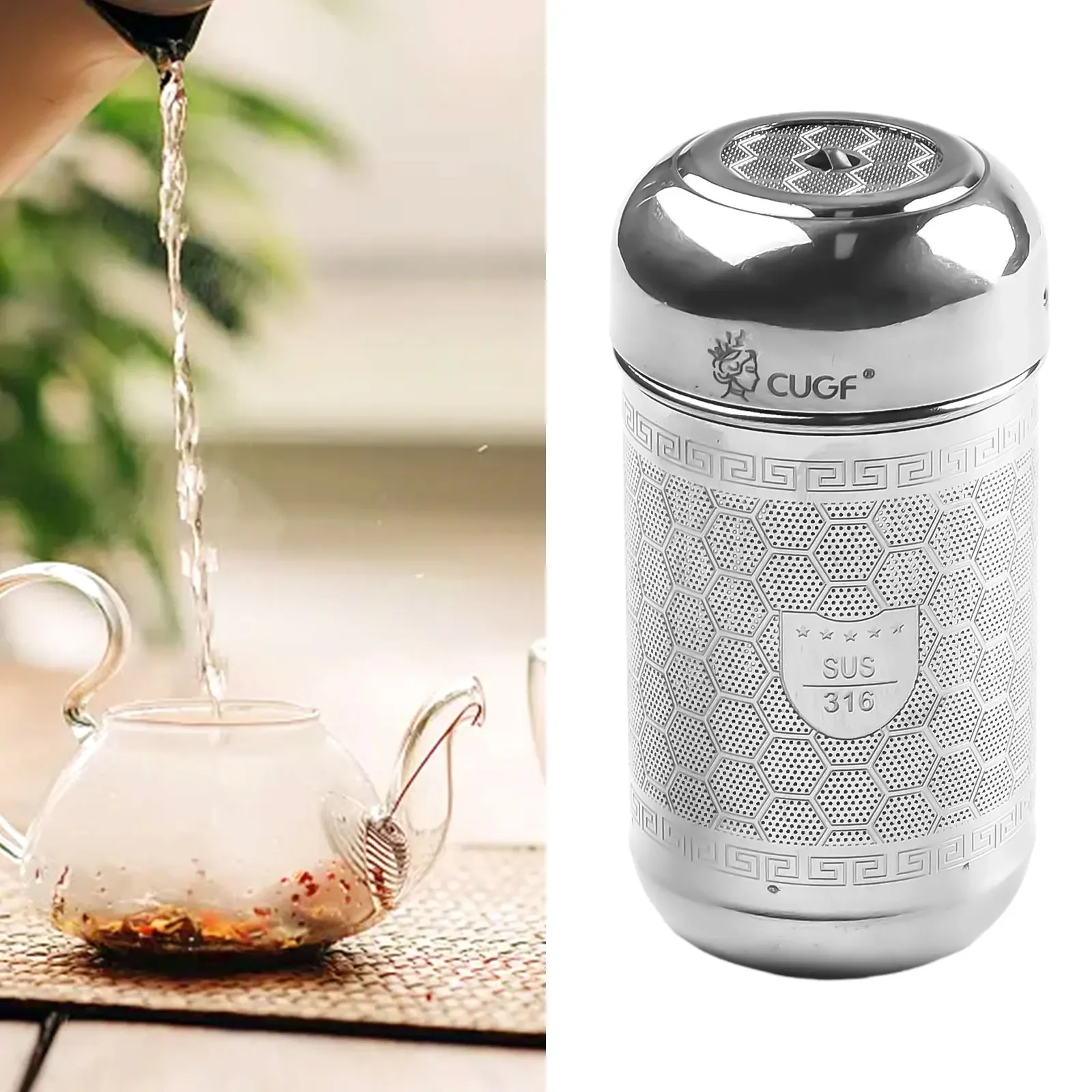 Tea Infuser Tea Ball Strainer Bar Filter Tea Residue Food Grade Silver Stainless Steel Universal Updated Slim Lid Durable