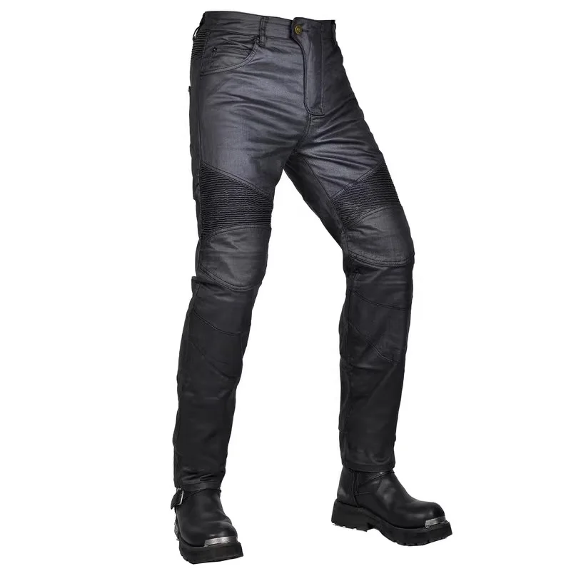 VOLERO Upgrade Coated Waterproof Denim Locomotive Cycling Moto Racing Drop-Proof Pants With CE Armor Pad Motorcycle Riding Jeans