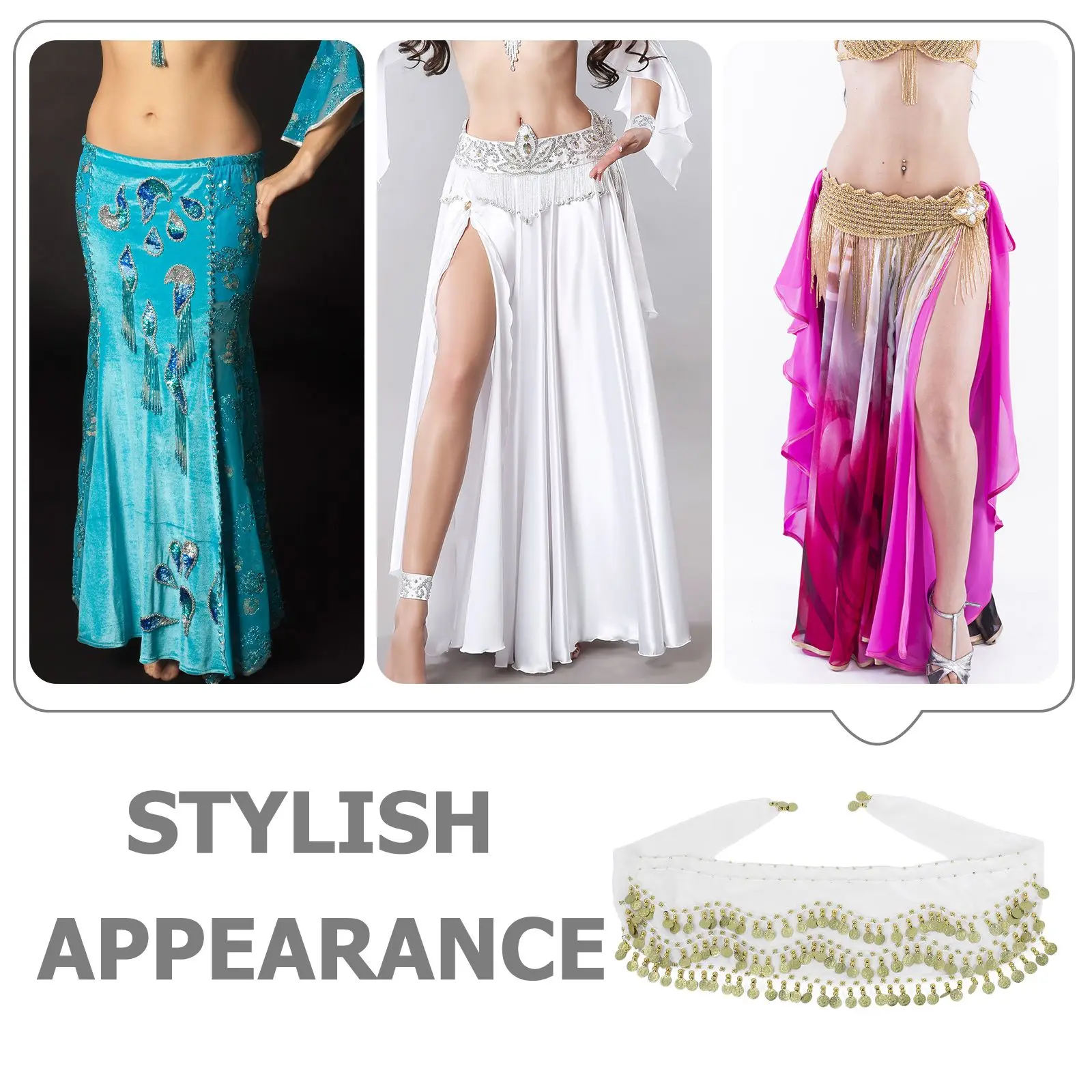 Chiffon Hip for Women Hip Coin Scarf Belly Scarf Skirt Dance Accessories Skirt Festivals Parties