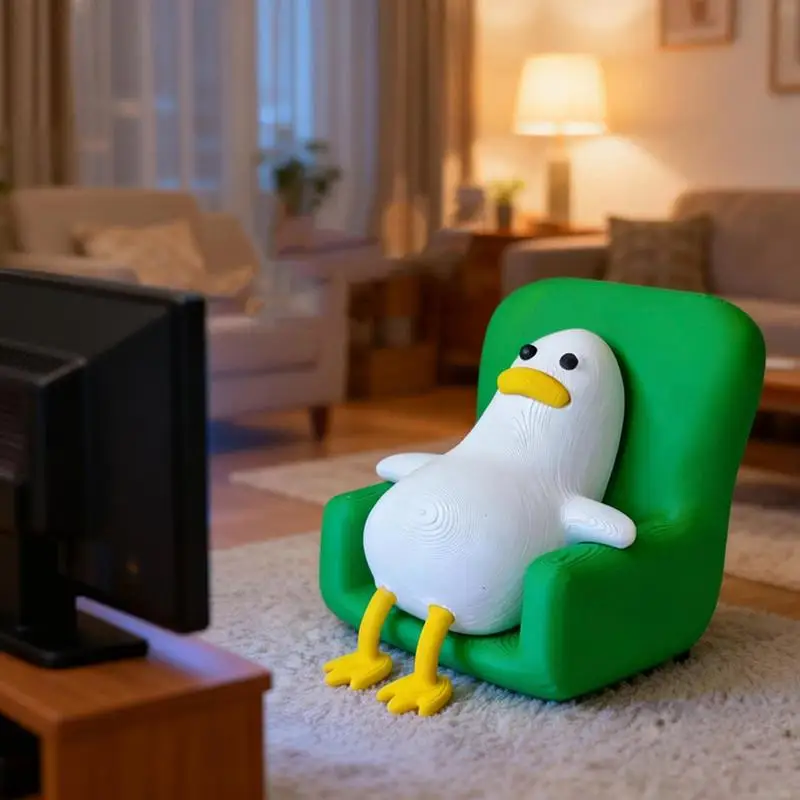 Aesthetic Lazy Duck Figurine 3D Printed Reading Ornament Creative Desk Decor for Bedroom Living Room Bookshelf Cute Gift for Te