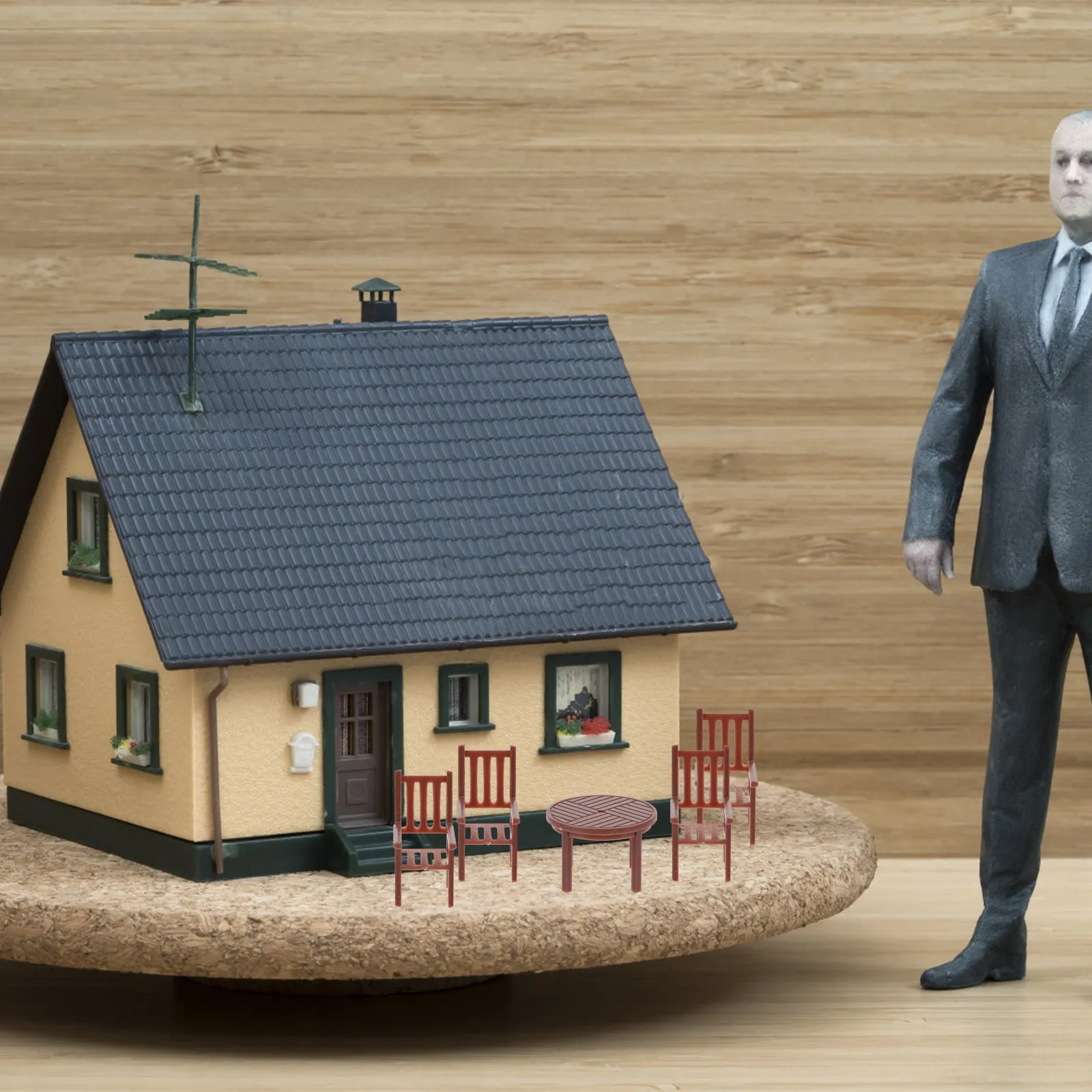 

Набор из 4 мини-стульев и столика: Долговечный пластиковый декор для детского игрового домика, развивающий воображение, создающий домашнюю атмосферу, мини-домик