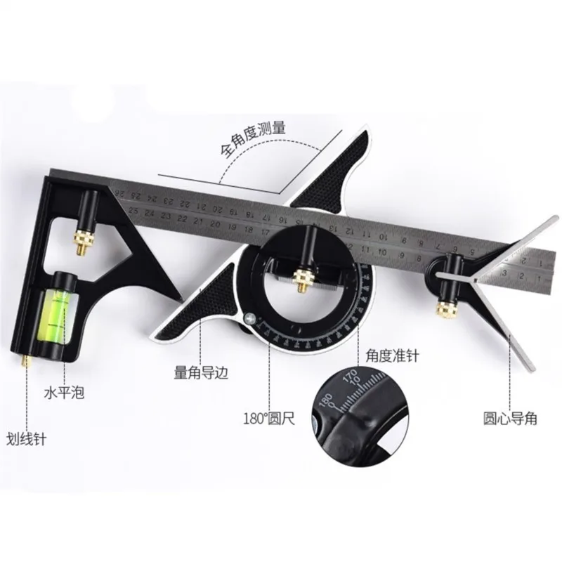 3 In1 Adjustable Ruler Multi Combination Square Angle Finder Protractor 300mm/12