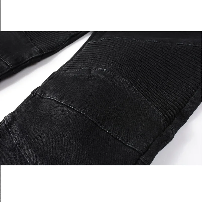 DistMurcia-Jean Déchiré Noir pour Homme, Pantalon Skinny, Côtelé, Patchwork, Fermeture Éclair, Hurbike