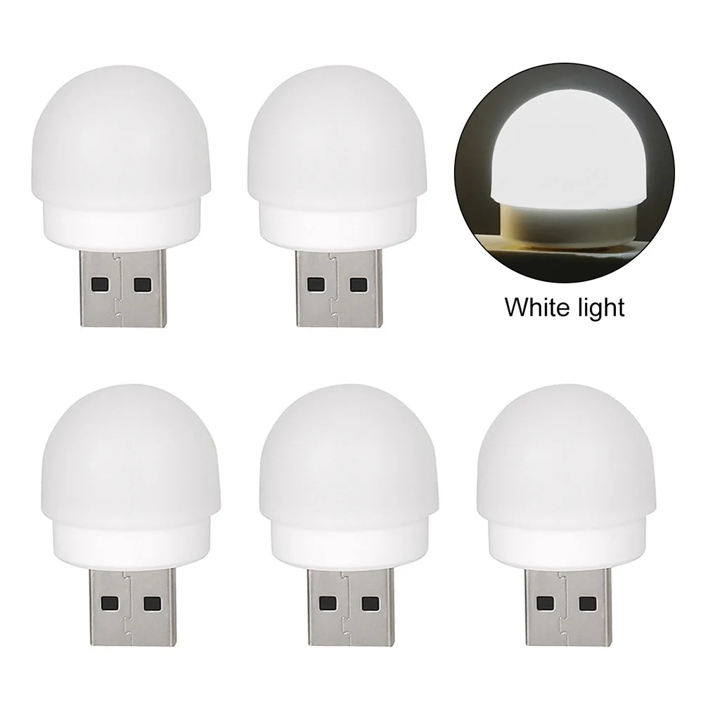 5PCS USB Night Light LED Night Light USB Plug Lamp Power Bank Charging USB Book Lights Small Round Reading Eye Protection Lamps