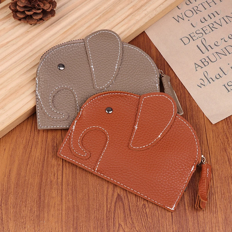 لطيف الكرتون الفيل المحفظة الصبار عملة حامل بطاقة مفتاح تخزين أحمر الشفاه حقيبة محفظة صغيرة للشابات #3