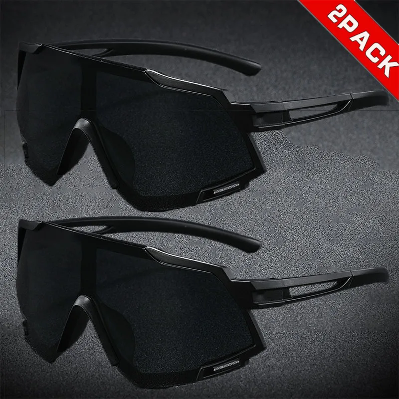 2 Pcs Set Sport Cycling Sunglasses Men Women Windproof UV400 Protection Day Night Vision Goggles for Running Hiking Outdoor