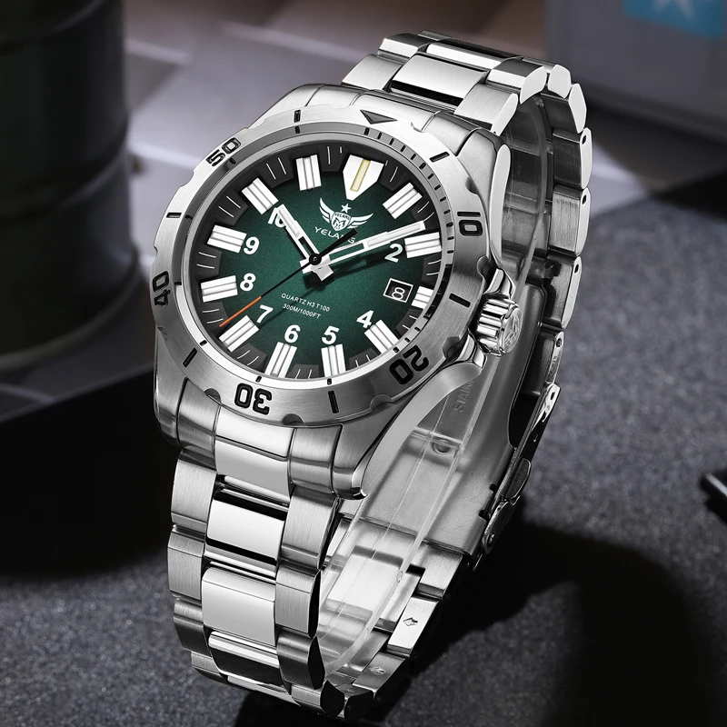 YELANG V1036S Men\'s Quartz Watch 42mm Swiss Ronda Movement 10-Year Battery Life 300M Waterproof Luminous Diver Watch Sapphire