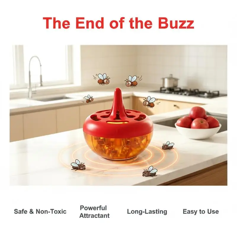 Non Toxic Insect Trap Powerful Fruit Fly Killing Bait Safe Gnat Catcher for Home Kitchen Indoor Outdoor Pest Control