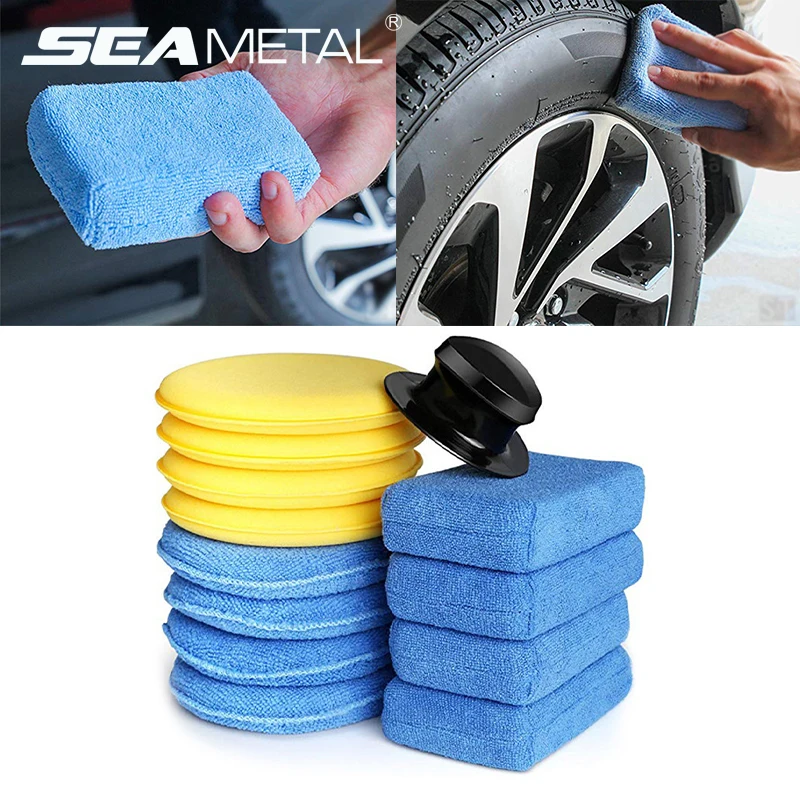 SEAMETAL 8-13pcs Microfiber Car Wax Applicator Pads Soft Auto Detailing