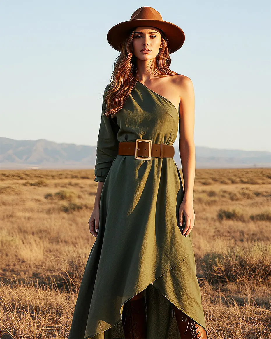 Maikun breite Wildledergürtel für Damen, Damen, klobiger Bund, modisch für Kleid mit goldener Schnalle – Detail 17