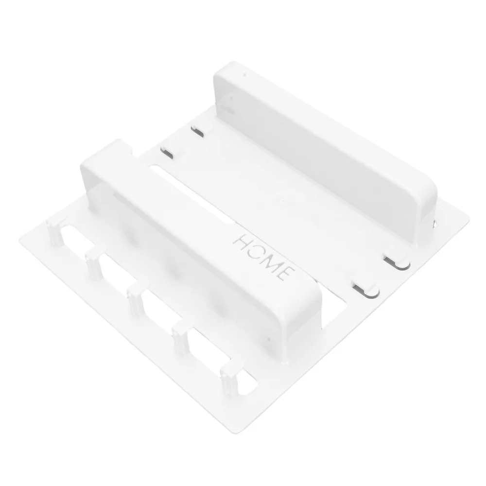 Self Stick Wall Mount Shelf 9.5x9.1in With Hooks Adhesive Shelf Organizer Plastic With Cable Clips Wall Organizer Shelf
