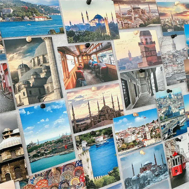 30Pcs 10x14cm Travel Landscape Photography Postcards DIY Wall Art Background Posters Stickers Home Decor Journal Pictures Card
