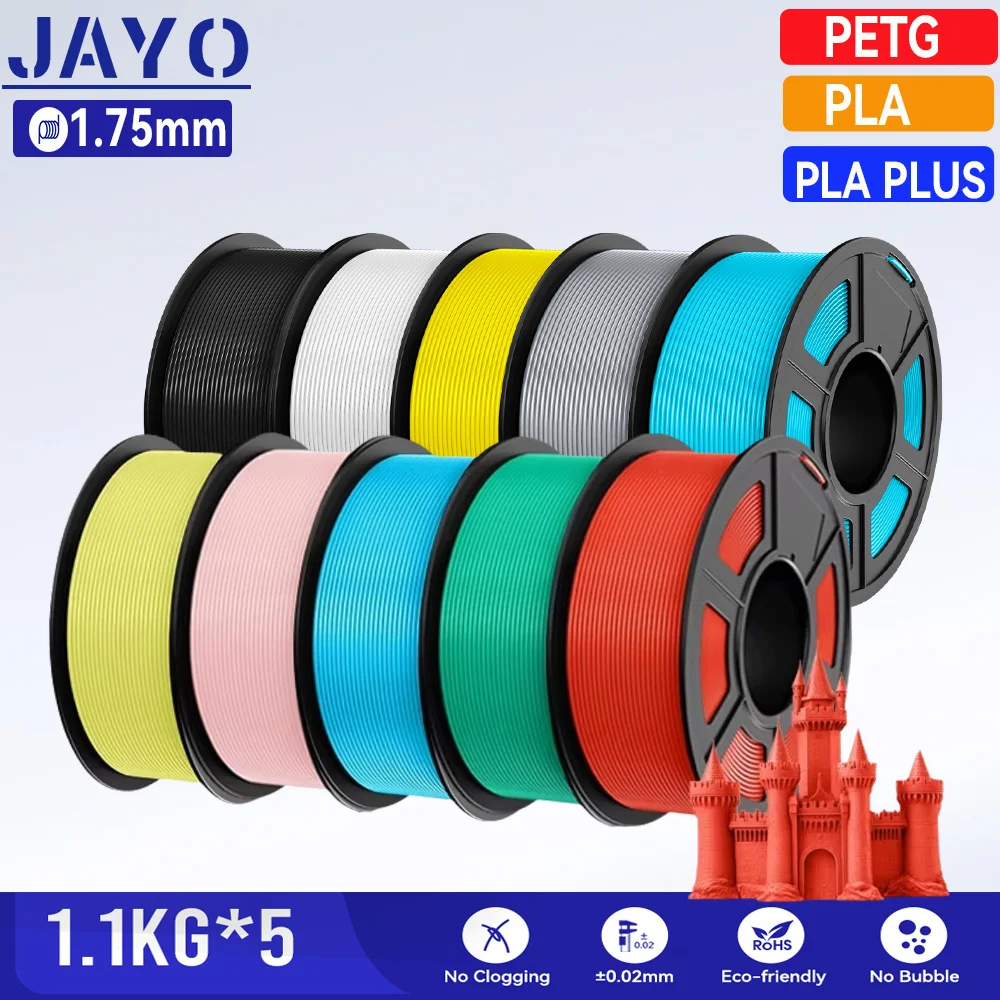 JAYO 5,5KG 3D PLA/PETG/PLA PLUS Filament do drukarki 1,75 mm 100% bez pęcherzyków, nietoksyczny materiał do druku 3D PLA do drukarki 3D i pióra 3D