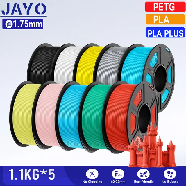 JAYO 5,5KG 3D PLA/PETG/PLA PLUS Filament do drukarki 1,75 mm 100% bez pęcherzyków, nietoksyczny materiał do druku 3D PLA do drukarki 3D i pióra 3D