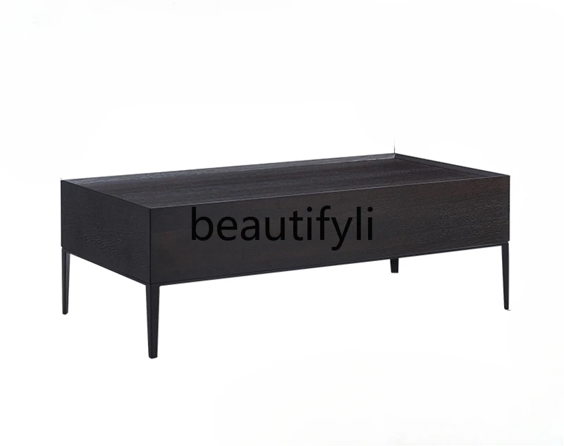 

Italian minimalist living room tea table tea table combination, modern Nordic solid wood storage coffee table
