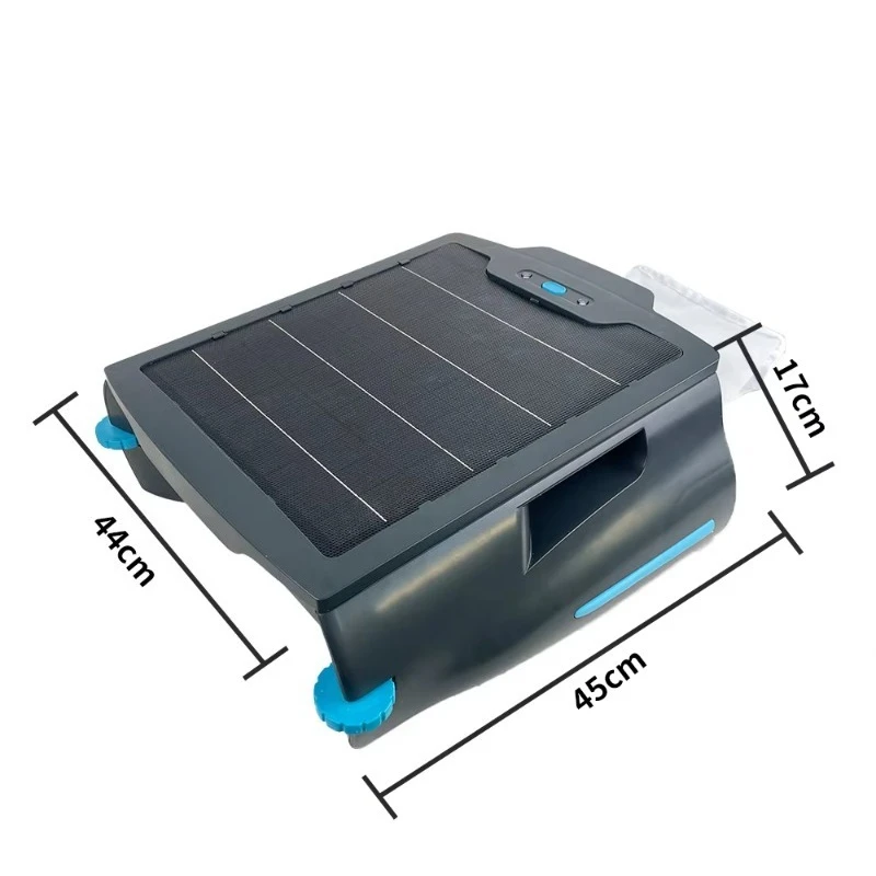 High-quality outdoor solar robotic rechargeable pool skimmer for collecting cleaning debris floating on the surface of the pool