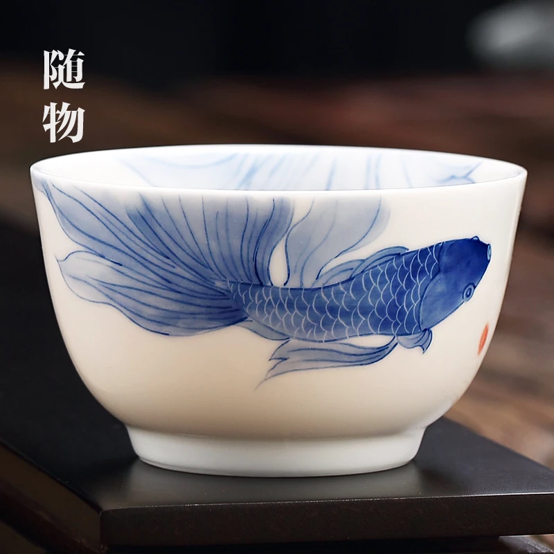 Blue And Master White Porcelain Kung Fu Tea Single Cup, Personal ExclusivE Jingdezhen CeramiC