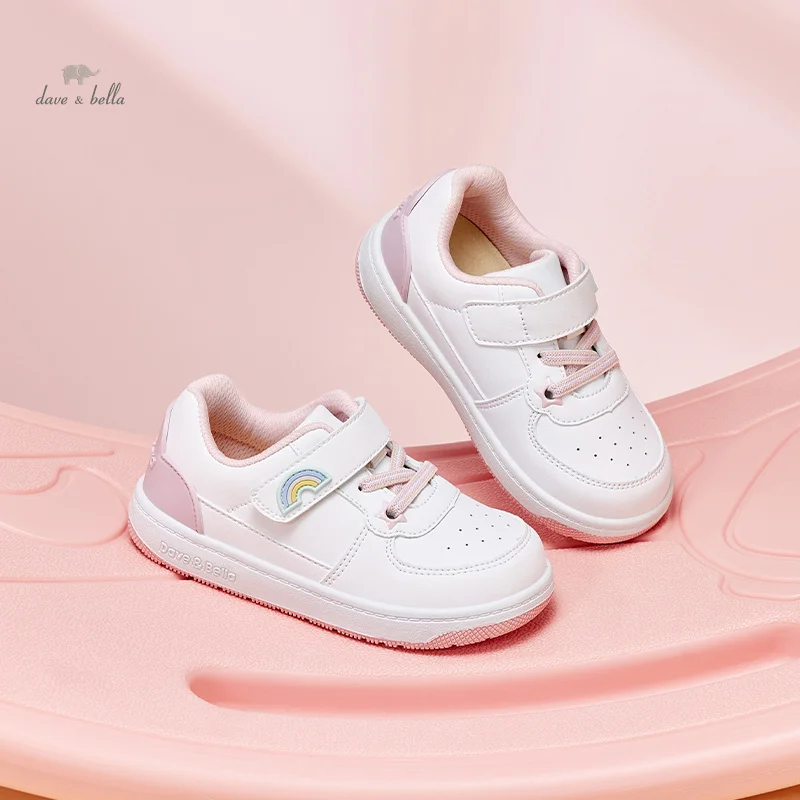 Dave Bella Kids Children Casual Sneakers Non-slip Wear-resistant Girl Boy Board Shoes White kid Sport Footwear DB3240702