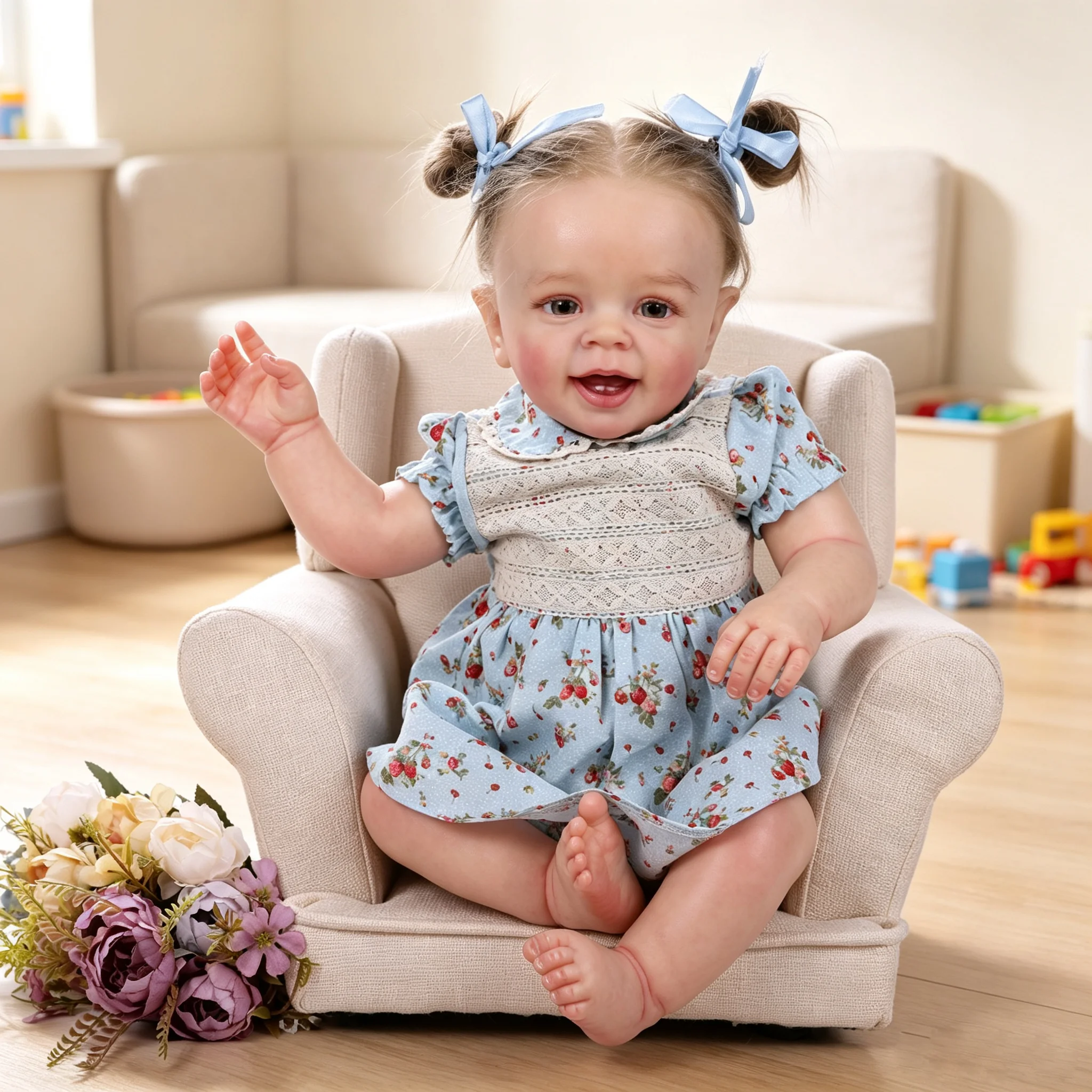 Reborn Dolls Girls 22 Inchl Realistic Reborn Toddler Dolls with Long Hair Soft Vinyl Real Life Size Newborn Baby Doll with Toy Accessories Gift for Kids