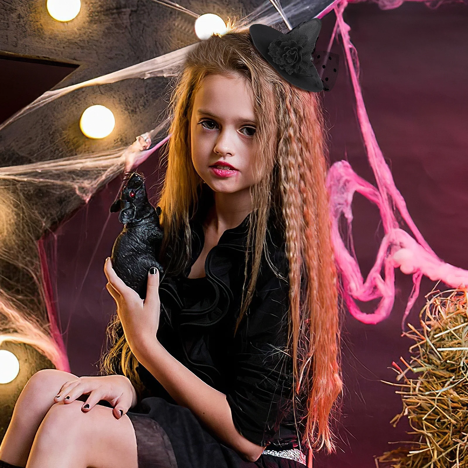 مصغرة خفيفة الوزن القماش حزب ديكور الاطفال زي التبعي حفلة تنكرية صغيرة هالوين قبعة الساحرة قبعة الساحرة الطرف #1