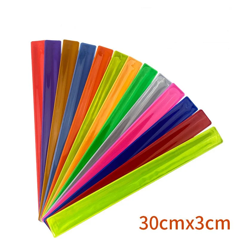 5pcs 30CM Reflective Wristband Slap Band Bracelets Promotional Gifts for Man Woman Armband For Running Sports Safety visibility