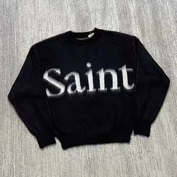 Alta calidad, hermoso nuevo jersey de SAINT, moda de invierno, lavado informal para hacer el viejo Saint, suéter de cuello redondo, hombres y mujeres, el mismo estilo