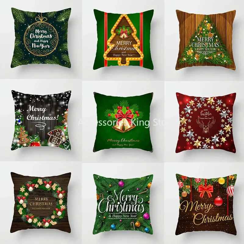 

40/45/50/60cm Pillow Case Christmas Series Pillowcase Santa Elk Festival Home Decor Office Sofa Cushion Cover