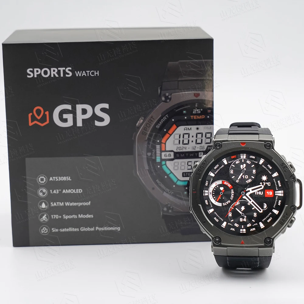 2025 GPSアウトドアスポーツスマートウォッチ 心拍数 血中酸素 BT通話 1.43インチ AMOLEDスクリーン 5ATM防水 Relojスマートウォッチ DM58