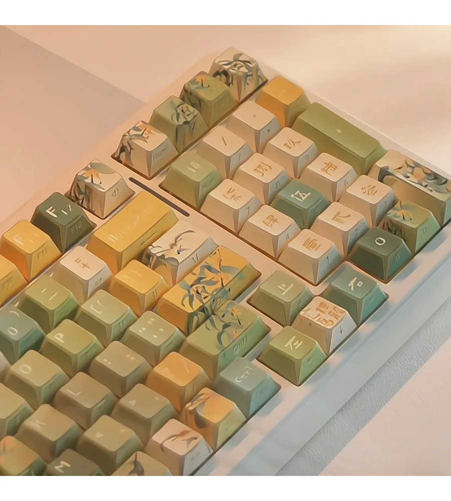 Keycap Customized magnetic axis Mechanical keyboard PBT hot sublimation Original folding edge corner light transmission side