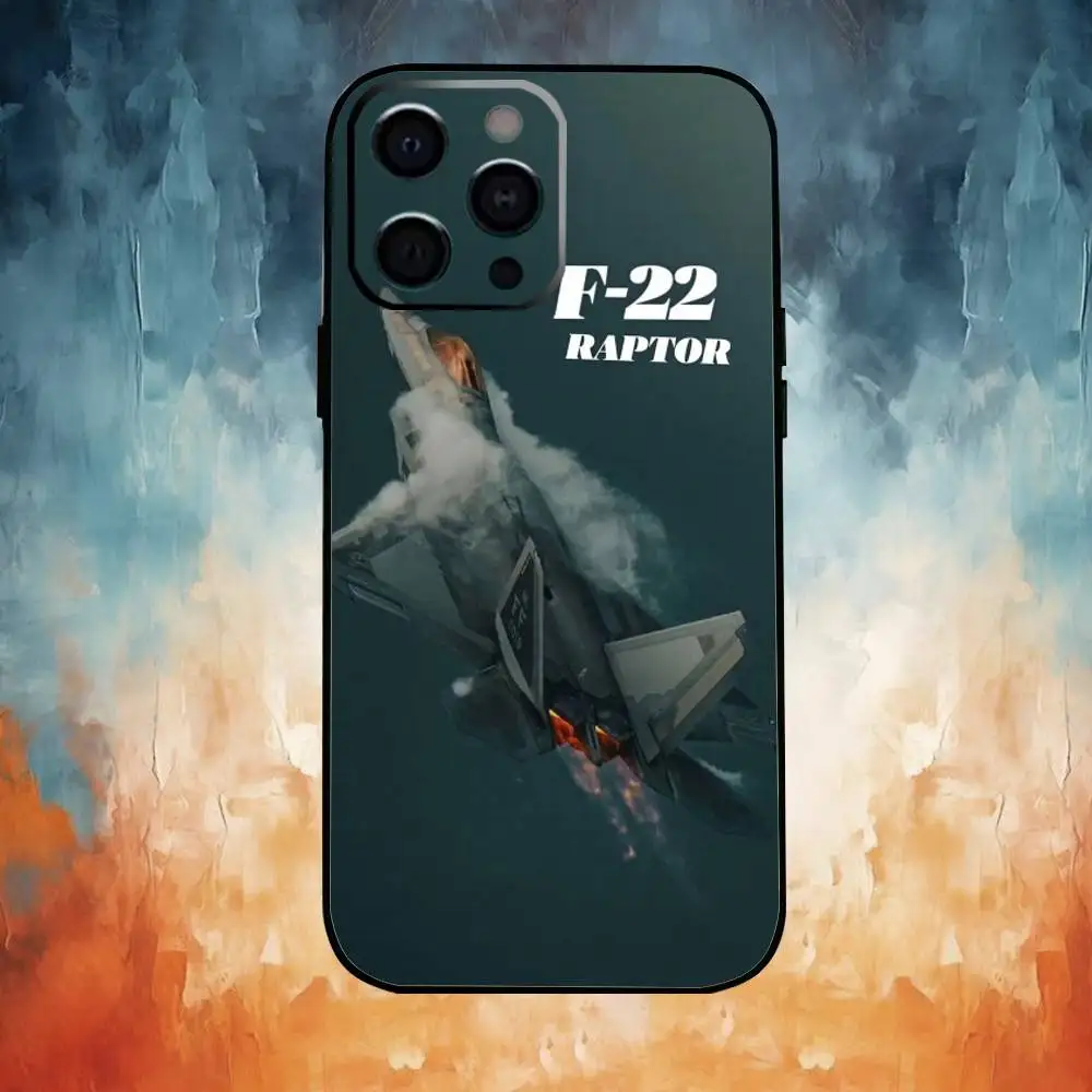 Custodia per telefono Fighter Plane Poster F-22 raptor per iPhone17,16,15,14,13,12,11 Plus,Pro Max Cover morbida nera