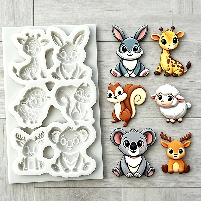 Squirrel Giraffe Elephant Bunny Sheep Silicone Sugarcraft Mold Chocolate Cupcake Baking Fondant Cake Decorating Tools